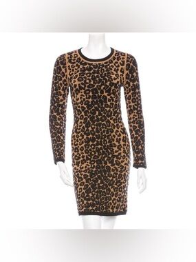 ALC brown leopard long sleeve bodycon sweater dress size XS